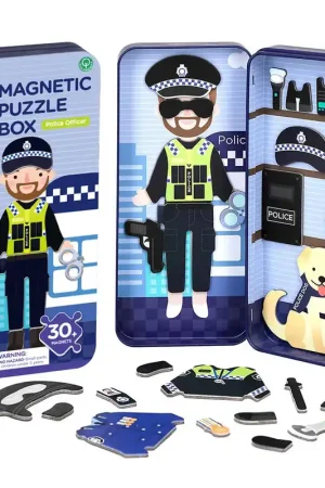 Magnetische reisbox puzzelspel politieman 3+ Gecertificeerd