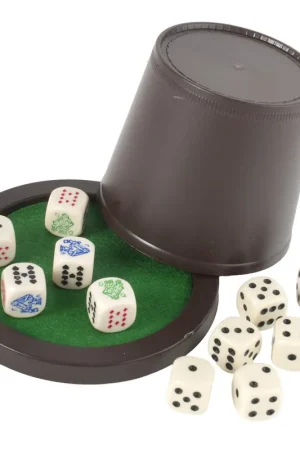Pokerset: beker met 5 + 6 stenen Betrouwbaar