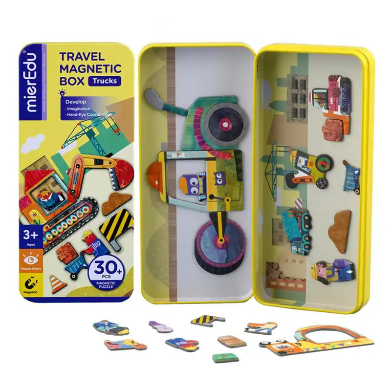 Magnetische reisbox puzzelspel vrachtwagens 3+ Bestel Nu
