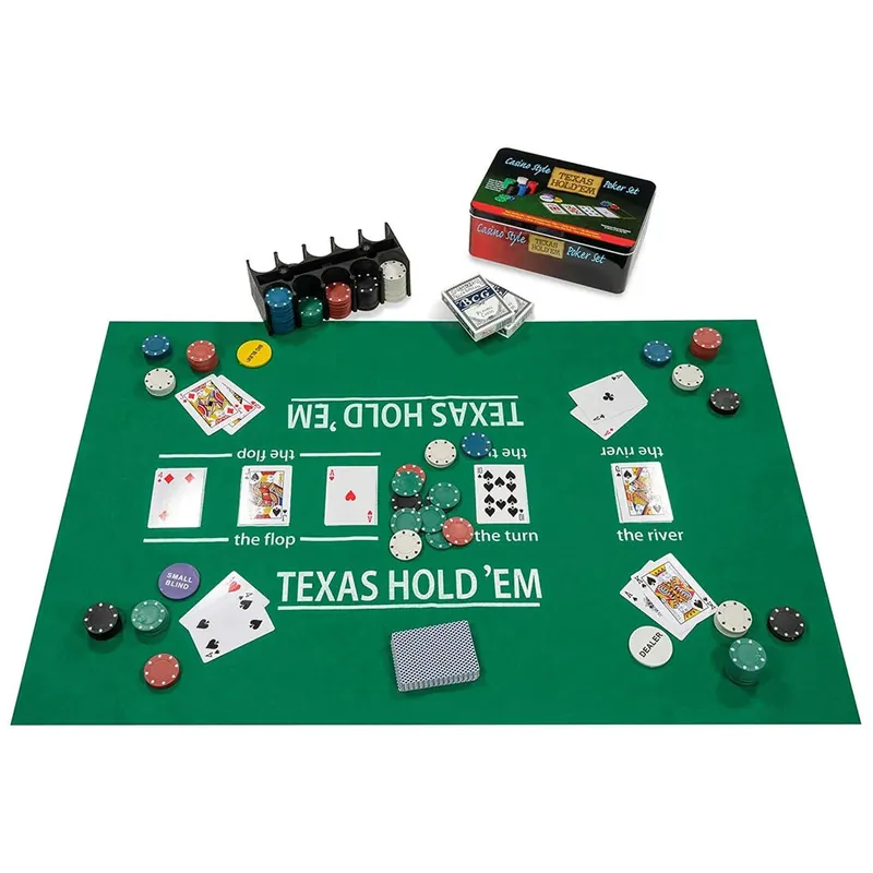 Pokerkaarten met kleed en 200 chips in tin Direct Verzonden