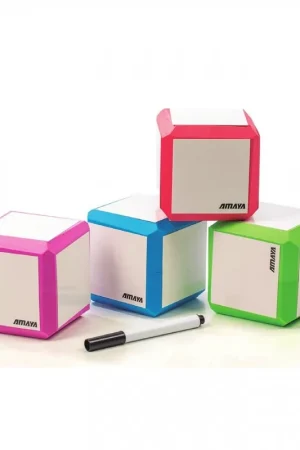 Dobbelsteenset 4 stuks 7,5 cm, beschrijfbaar met marker Superprijs
