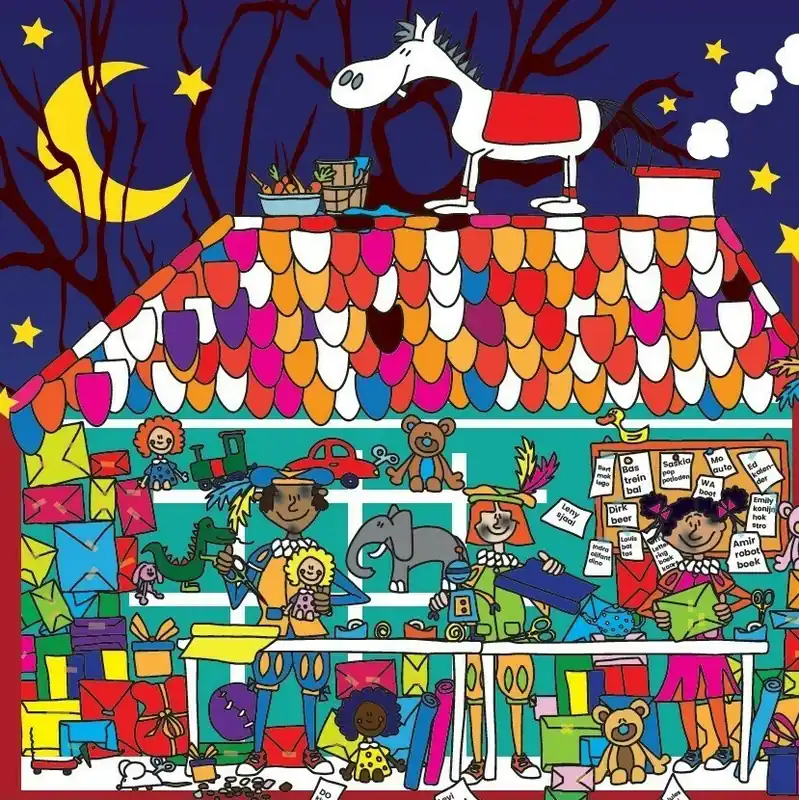 Sinterklaas puzzel met roetveegpietjes van hout 4 in 1 Beperkte Voorraad