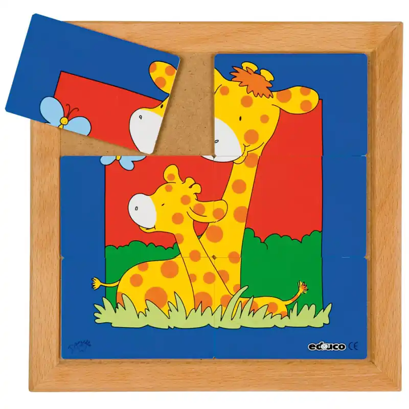 Flitsaanbieding Dierenpuzzels 'Moeder en kind' - Giraffe (6 stukjes)
