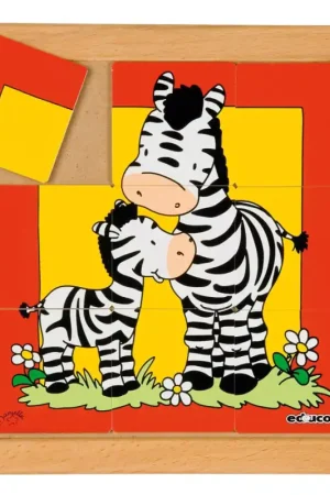 Superprijs Dierenpuzzels 'Moeder en kind' - Zebra (9 stukjes)