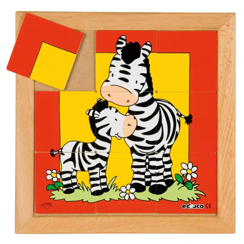Superprijs Dierenpuzzels 'Moeder en kind' - Zebra (9 stukjes)