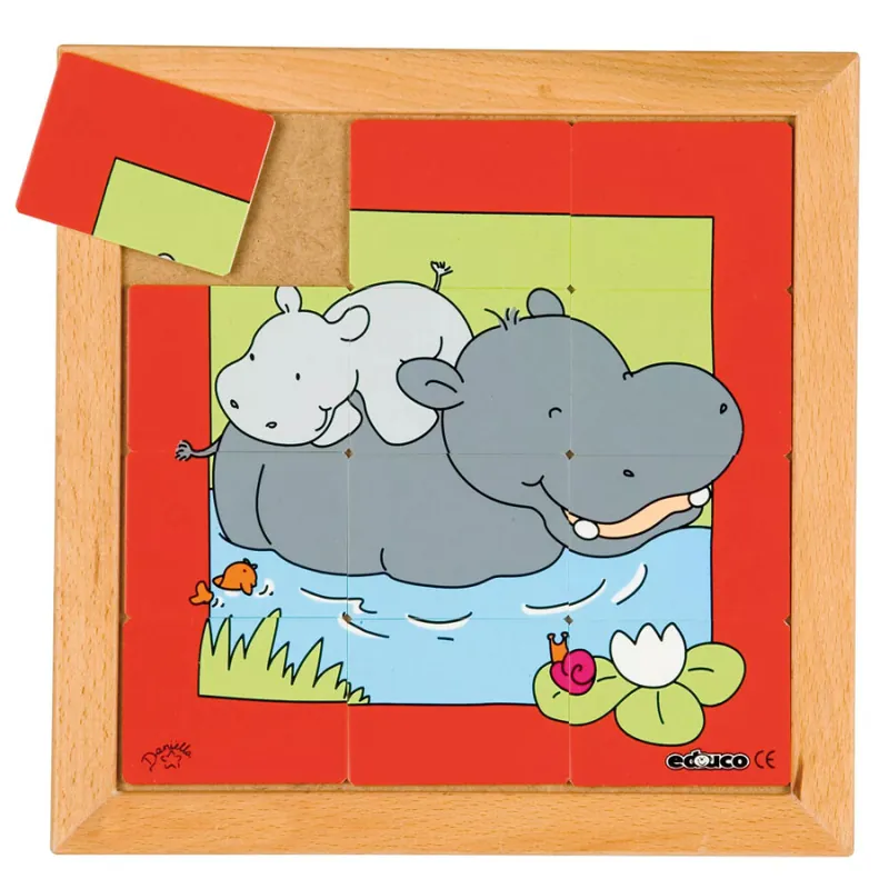 Korting Dierenpuzzels 'Moeder en kind' - Nijlpaard (12 stukjes)