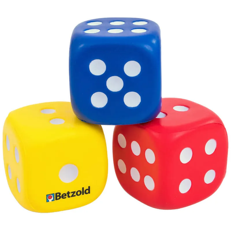 Foamdobbelstenen | Set à 3 stuks | Rood, Blauw, Geel | 5 cm Laatste Kans