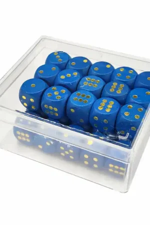 35 dobbelstenen in doosje, blauw Beperkt Aanbod